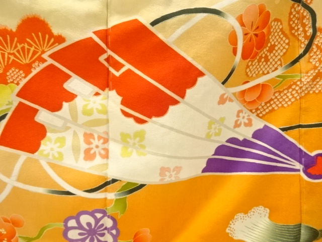  大正ロマン　御所車に松梅模様刺繍五つ紋花嫁衣装振袖2枚重ね・丸帯セット